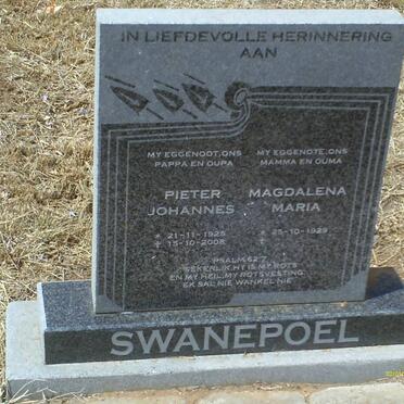 SWANEPOEL Pieter Johannes 1925-2008 &amp; Magdalena Maria 1929-