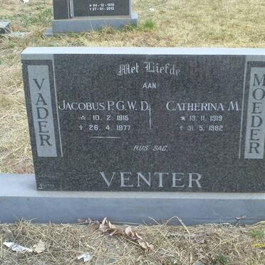 VENTER Jacobus P.G.W.D. 1915-1977 &amp; Catherina M. 1919-1982