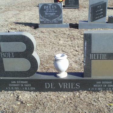 VRIES Boet, de 1921-1974 &amp; Hettie 1923-1991