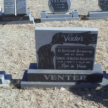 VENTER Simon Jurgens Klopper 1939-1985