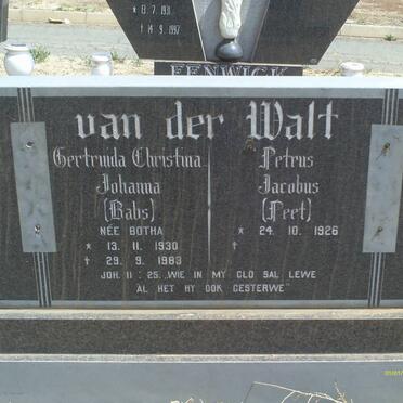WALT Petrus Jacobus 1926- &amp; Gertruida Christina Johannes BOTHA 1930-1983