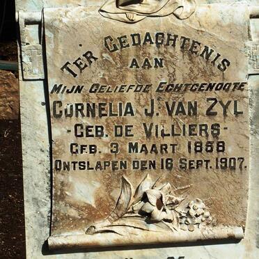 ZYL Cornelia, van nee DE VILLIERS 1858-1907