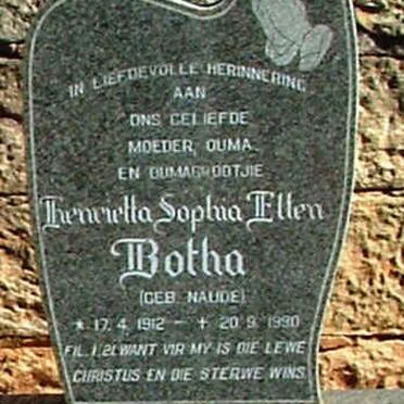 BOTHA Henrietta Sophia Ellen nee NAUDE 1912-1990