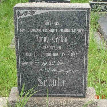SCHUTTE Fanny Cecilia nee GERBER 1906-1954