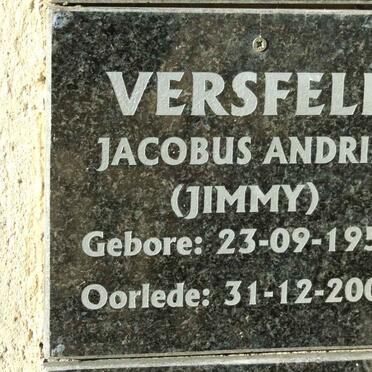 VERSFELD Jacobus Andries 1954-2005