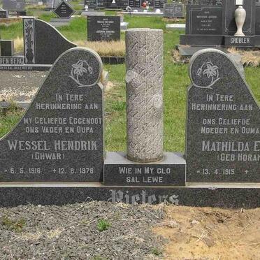 PIETERS  Wessel Hendrik 1916-1978 &amp; Mathilda E.J. HORAK 1915-