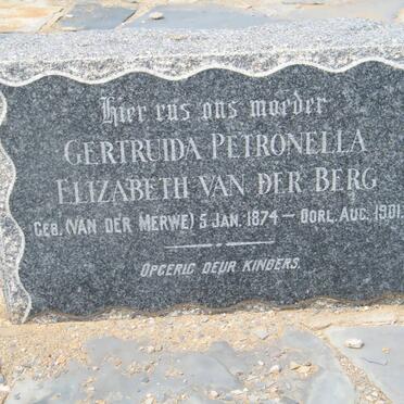 BERG Gertruida Petronella Elizabeth, van den nee VAN DER MERWE 1874-1901