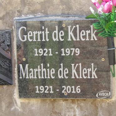 KLERK Gerrit, de 1921-1979 &amp; Marthie 1921-2016