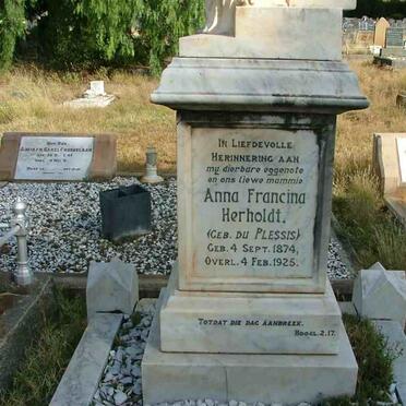 HERHOLDT Anna Francina nee DU PLESSIS 1874-1925