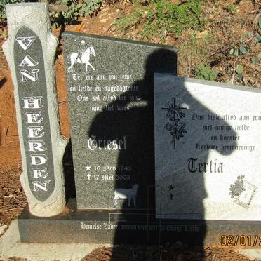 HEERDEN Griesel, van 1943-2005 &amp; Tertia