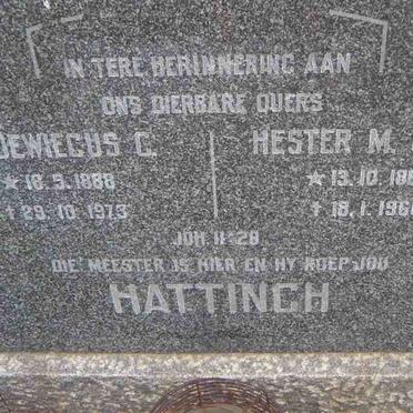 HATTINGH Lodewiecus C. 1888-1973 &amp; Hester M. GEYER 1887-1960