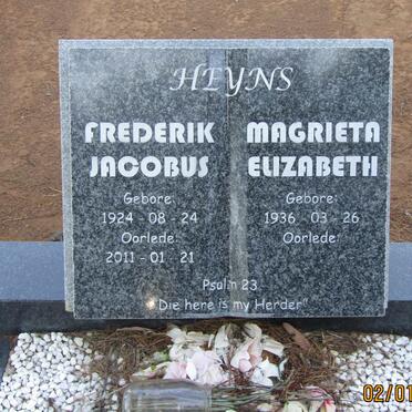HEYNS Frederik Jacobus 1924-2011 &amp; Magrieta Elizabeth 1936-