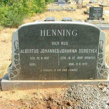 HENNING Albertus Johannes 1897- &amp; Johanna Dorothea VENTER 1897-1972