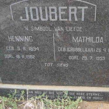 JOUBERT Henning 1894-1962 &amp; Mathilda GROBBELAAR 1906-1959