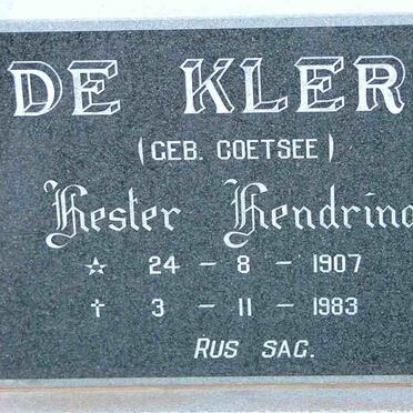 KLERK Hester Hendrina, de nee COETSEE 1907-1983