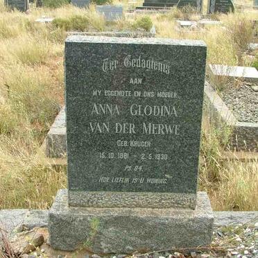 MERWE Anna Glodina, van der nee KRUGER 1881-1930