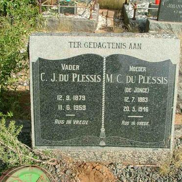 PLESSIS C.J., du 1879-1959 &amp; M.C. DE JONGE 1883-1946