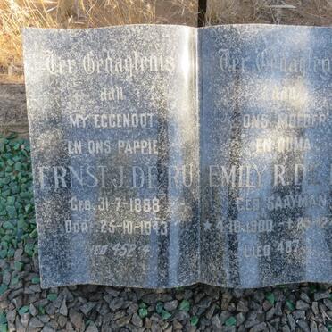 RU Ernst J., de 1888-1943 &amp; Emily R. SAAYMAN 1900-1970