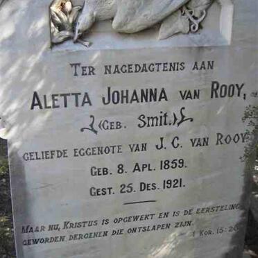 ROOY Aletta Johanna, van nee SMIT 1859-1921