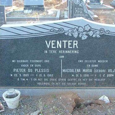 VENTER Pieter du Plessis 1909-1982 &amp; Magdalena Maria VILJOEN 1916-2004