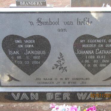 WALT Isak Jakobus, van der 1922-2004 &amp; Johanna Catharina ELS 1926-1996