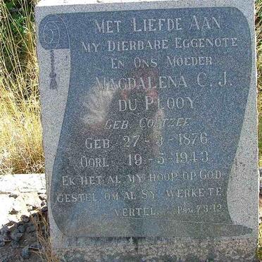PLOOY  Magdalena C.J., du  nee COETZEE 1876-1943