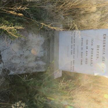 HEFER Emrencia Hester nee PIENAAR 1833-1918