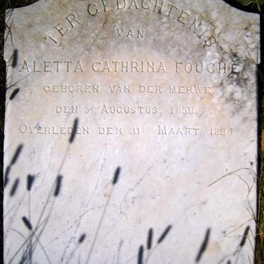 FOUCHE Aletta Cathrina nee VAN DER MERWE 1859-1893