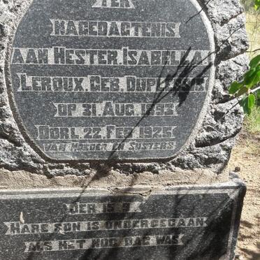 ROUX Hester Isabella, le nee DU PLESSIS 1893-1925