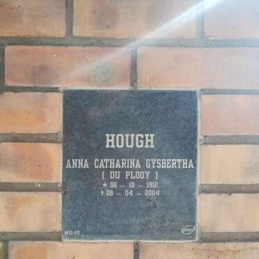 HOUGH Anna Catharina Gysbertha nee DU PLOOY 1912-2004