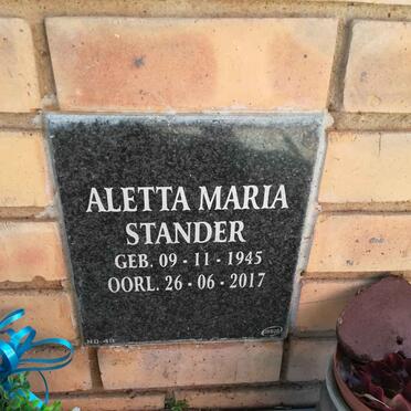 STANDER Aletta Maria 1945-2017