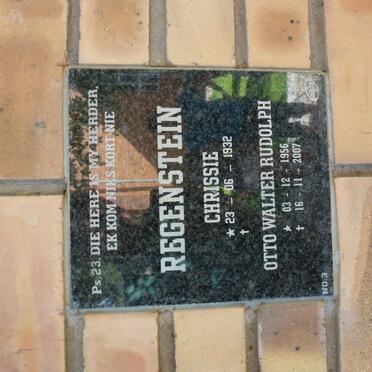 REGENSTEIN Otto Walter Rudolph 1956-2007 &amp; Chrissie 1932-
