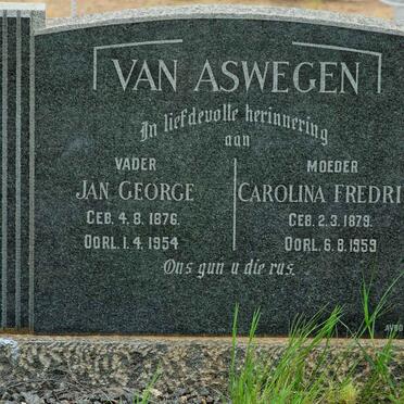 ASWEGEN Jan George, van 1876-1954 &amp; Carolina Fredrika 1879-1959