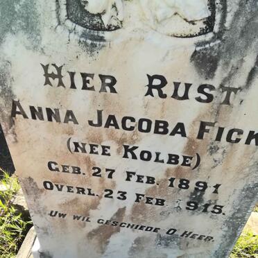 FICK Anna Jacoba nee KOLBE 1891-1915