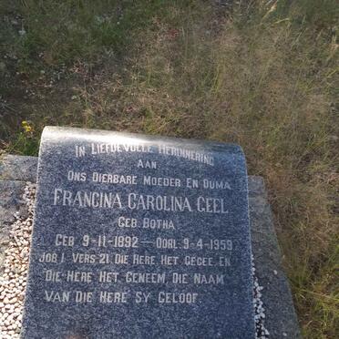 GEEL Francina Carolina nee BOTHA 1892-1959