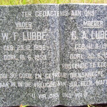 LUBBE W.F. 1896-1959 &amp; C.A. 1901-1929