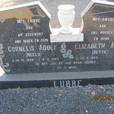 LUBBE Cornelis Adolf 1924-1983 &amp; Elizabeth A.M. 1929-