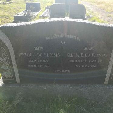 PLESSIS Pieter G., du 1876-1960  &amp; Aletta E. VORSTER 1880-1954