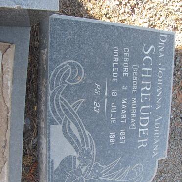 SCHREÜDER Andries Christiaan 1900-1983 &amp; Dina Johanna Adriana MURRAY 1897-1981