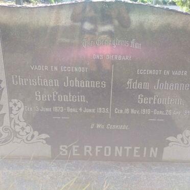 SERFONTEIN Christiaan Johannes 1873-1935 :: SERFONTEIN Adam Johannes 1910-1946