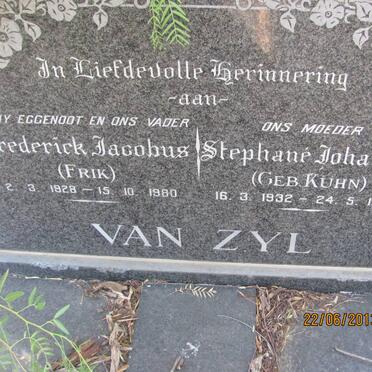 ZYL Frederick Jacobus, van 1928-1980 &amp; Stephane Johanna KUHN 1932-1981