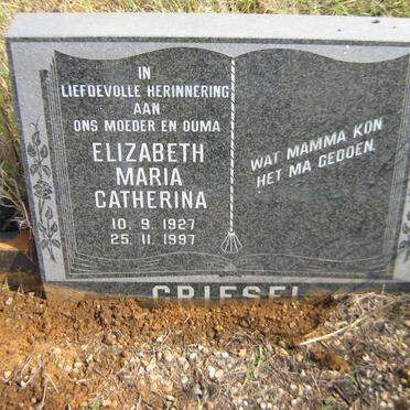 GRIESEL Elizabeth Maria Catherina 1927-1997
