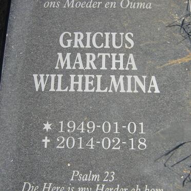 GRICIUS Martha Wilhelmina 1949-2014