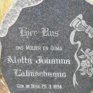 LABUSCHAGNE Aletta Johanna nee DE BEER 1894-1965