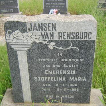 RENSBURG Emerensia Stoffelina Maria, Jansen van 1909-1956