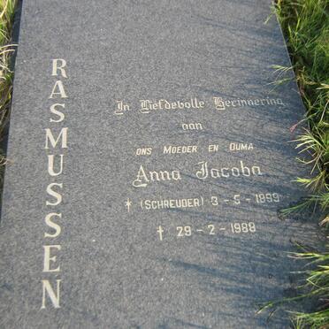 RASMUSSEN Anna Jacoba nee SCHREUDER 1899-1988