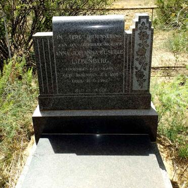 LIEBENBERG Anna Johanna Elsebie voorheen KLEYNHANS nee BORNMAN 187?-1962