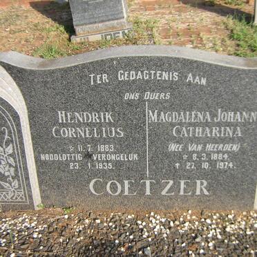COETZER Hendrik Cornelius 1883-1935 &amp; Magdalena Johanna Catharina  VAN HEERDEN 1884-1974