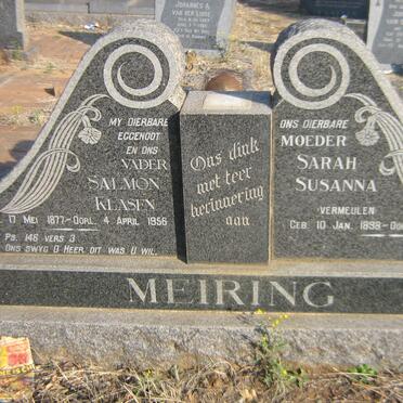 MEIRING Salmon Klasen 1877-1956 &amp; Sarah Susanna VERMEULEN 1898-1981