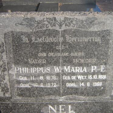 NEL Philippus W. 1876-1972 &amp; Maria P.E. DE WET 1881-1960